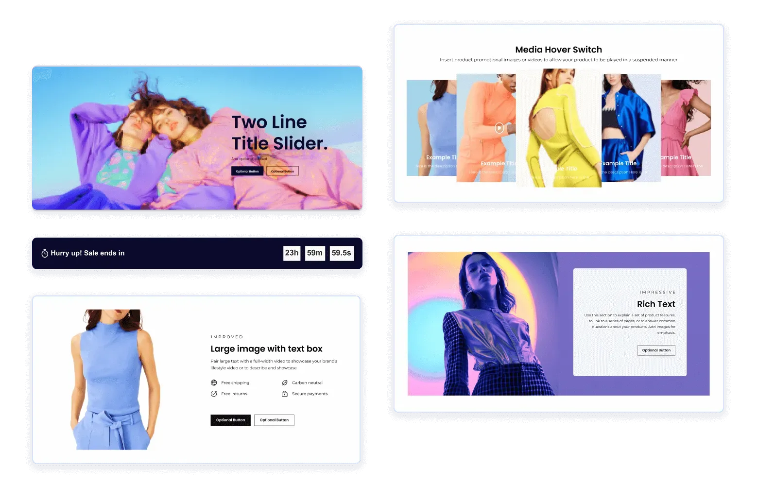 Different screenshots of fashion online store