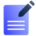 Blue square icon with white horizontal lines and a black eyedropper tool on the top right corner.